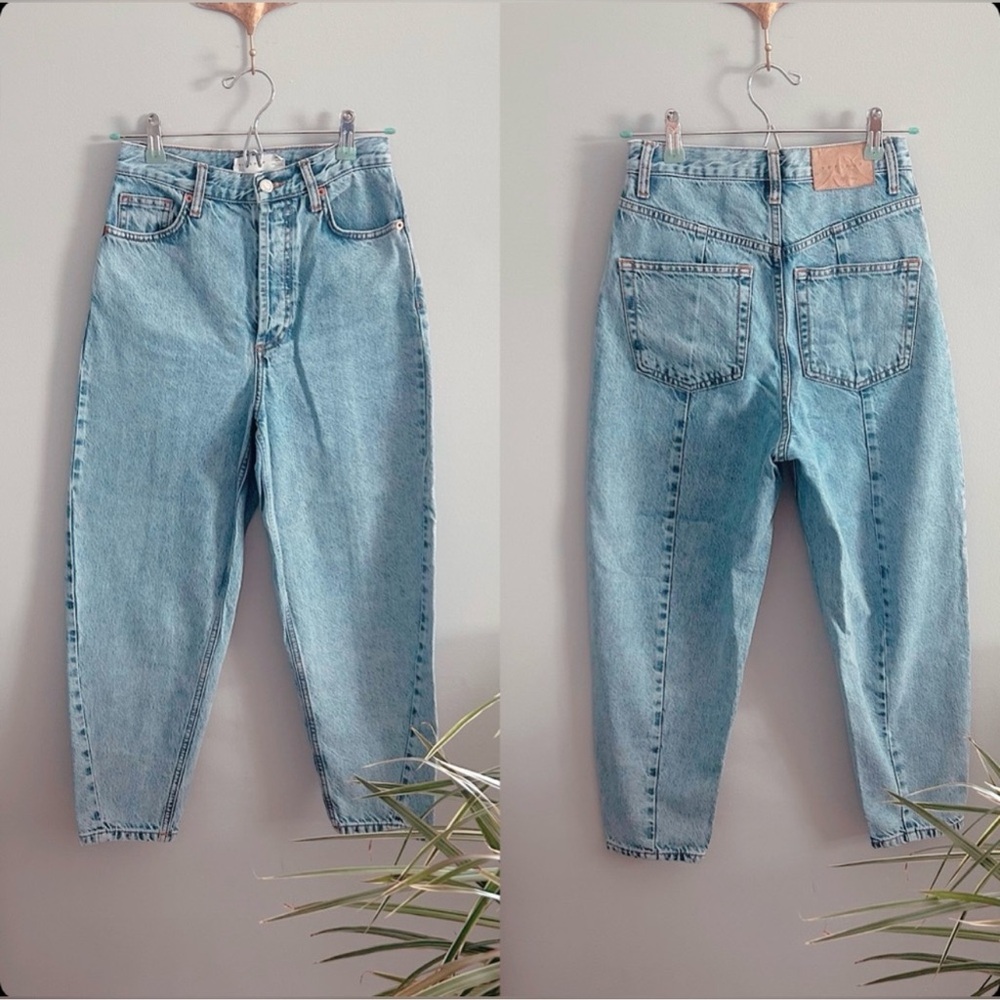 Topshop Ovoid Balloon Leg Crop Moto Vintage Jeans - Picture 2 of 5